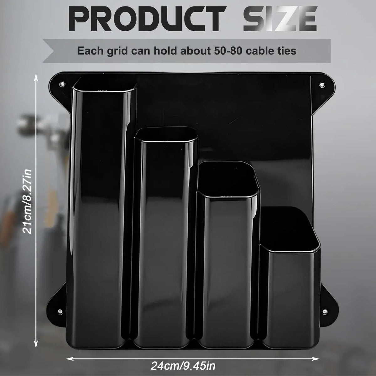 Wall-Mounted Zip Tie Organizer – 4-Pocket Aluminum Rack Wall Storage Rack Axl