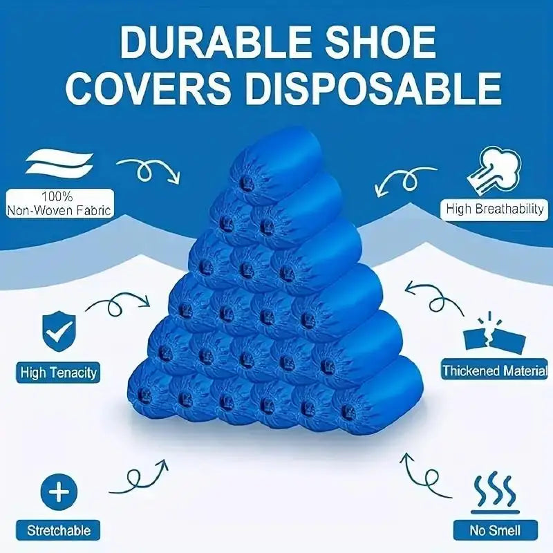 100 PCS Anti-Slip Disposable PE Shoe Covers – Heavy-Duty Pack Disposable Shoe Covers Axl