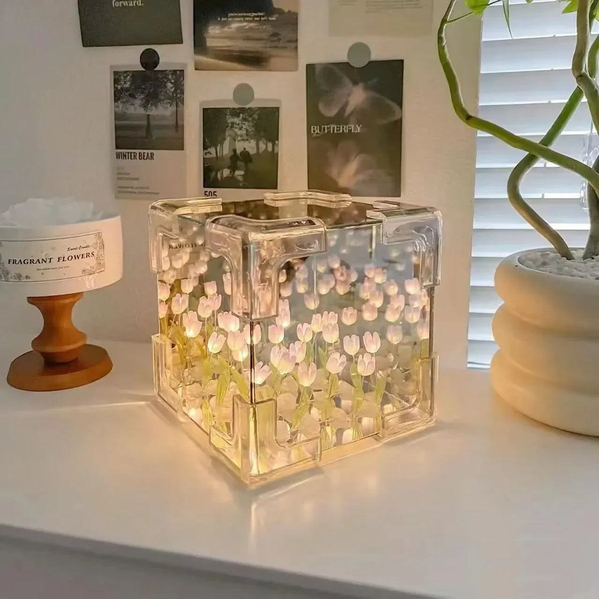 DIY Tulip 3D Night Lamp Kit – Flower Cube LED Gift Set DIY Night Lamp Kit Axl purple