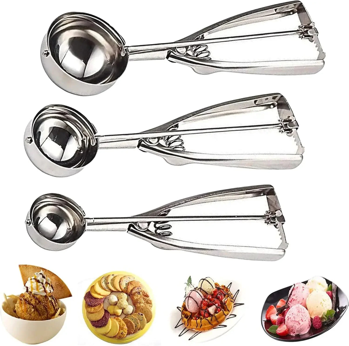 3-Piece Ice Cream Scoop Set – Sharp Blade & Gear Design Ice Cream Scoop Set Axl