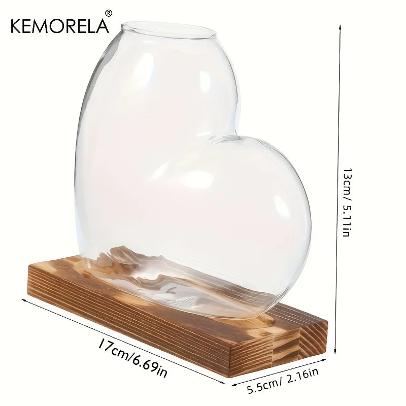 Hydroponic Glass Vase with Wooden Stand – Indoor Plant Propagation Hydroponic Plant Vase Axl