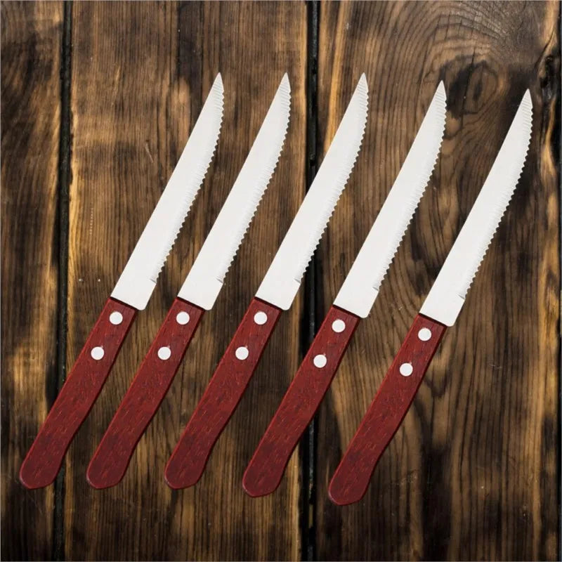 Stainless Steel Steak Knives Set – Wood Handle | 1–20 Pcs Steak Knife Set Axl