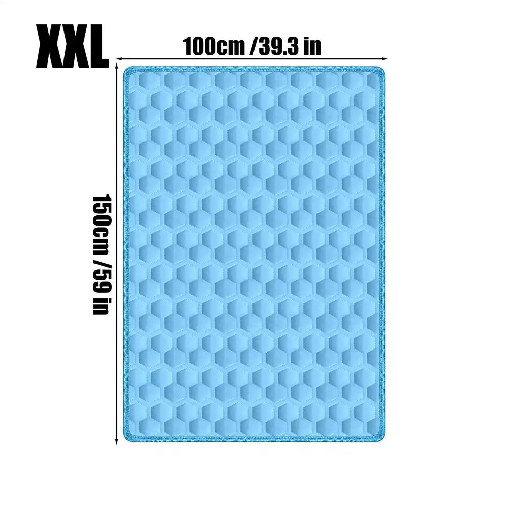 Pet Cooling Mat for Dogs & Cats – Ice Silk Summer Sleep Pad Pet Cooling Mat Axl Blue XXL