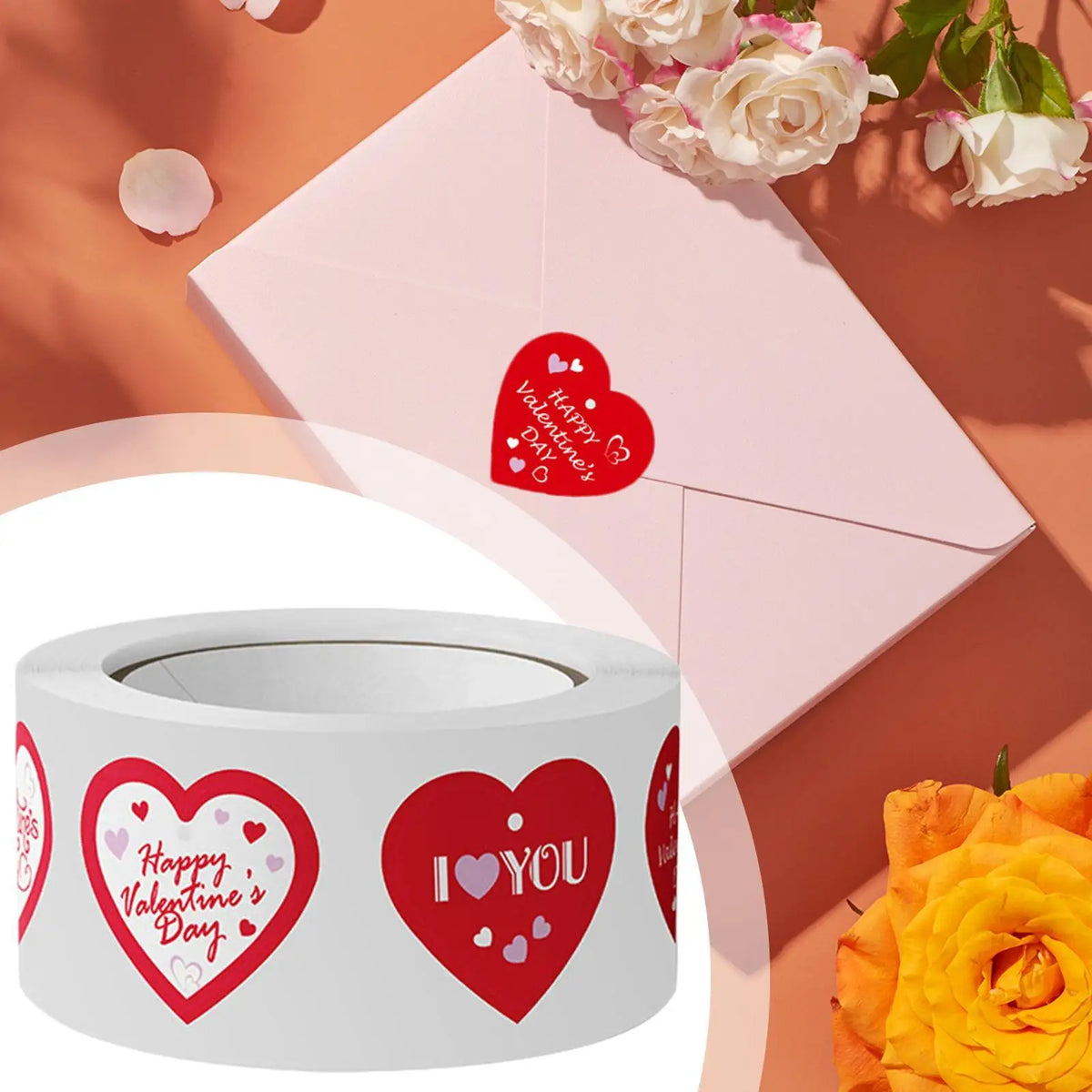 Heart Shaped Sealing Stickers Roll – Gift & Party Decor Decorative Sticker Roll Axl