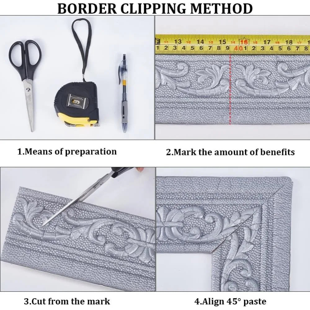 3D Peel & Stick Silver Foam Wall Trim – Decorative Border Decorative Wall Trim Axl