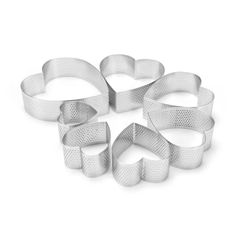 6-Piece Heart Perforated Tart Rings – Stainless Steel Molds Tart Ring Mold Set Axl