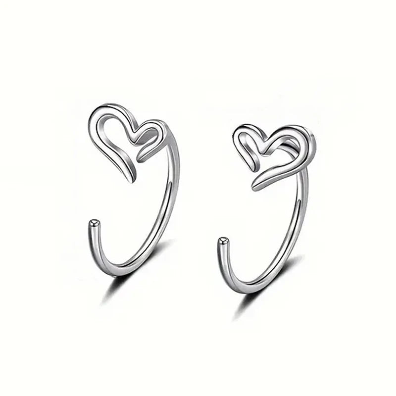 Huitan Glossy Heart Stud Earrings – Elegant Women's Jewelry Heart Stud Earrings Axl