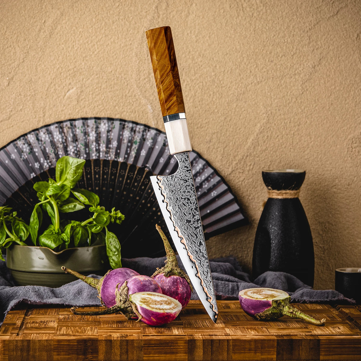 Grandsharp 6" Damascus Utility Knife – 55-Layer Steel Wood Handle Damascus Utility Knife Axl