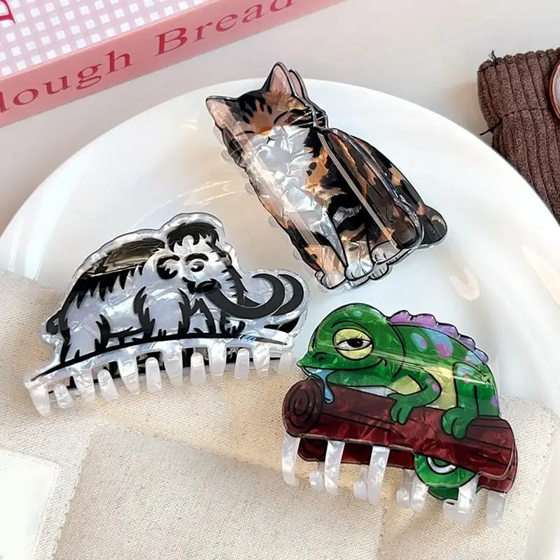 Animal Hair Claw Clip – Mammoth, Cat & Chameleon Design Hair Claw Clip Axl