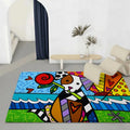 Romero Britto Flannel Floor Mat – Non-Slip Soft Indoor Rug Flannel Floor Mat Axl White3 100x160cm