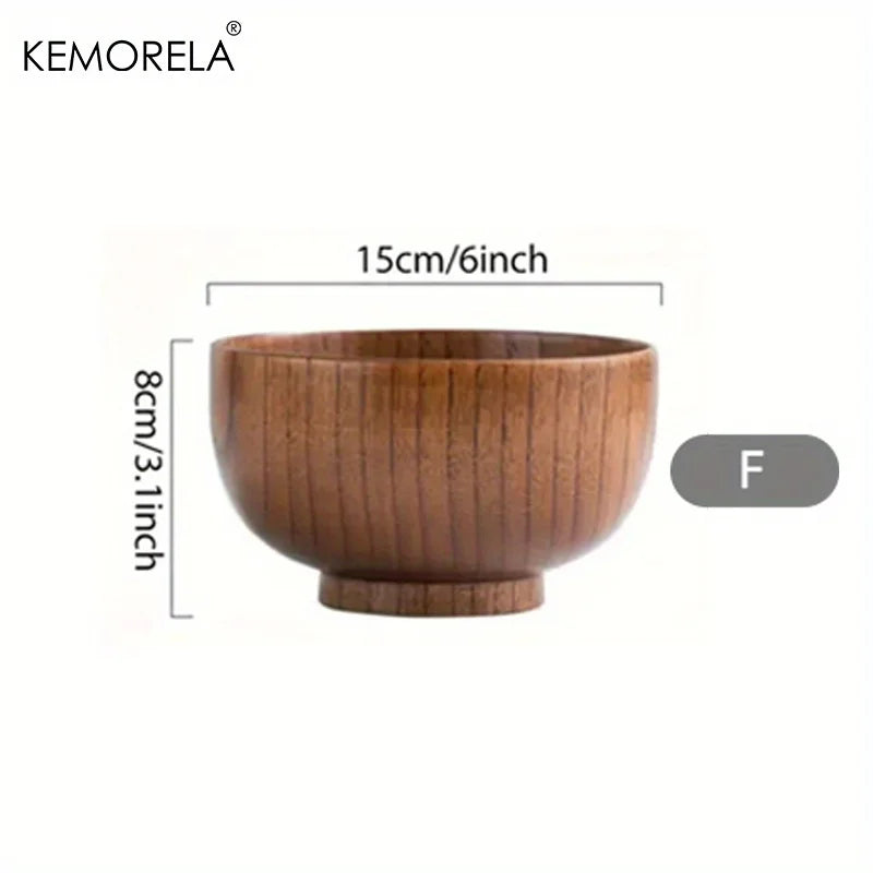 KEMORELA Natural Wooden Bowl – Salad, Rice & Fruit Serving Wooden Serving Bowl Axl F