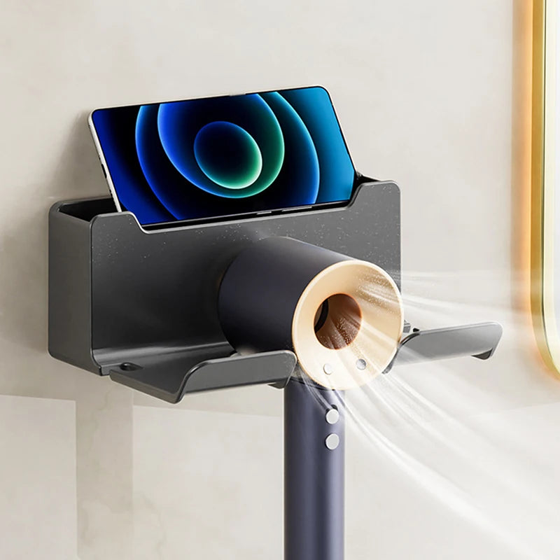 Wall Mounted Hair Dryer Holder – Punch-Free Bathroom Shelf Hair Dryer Holder Axl