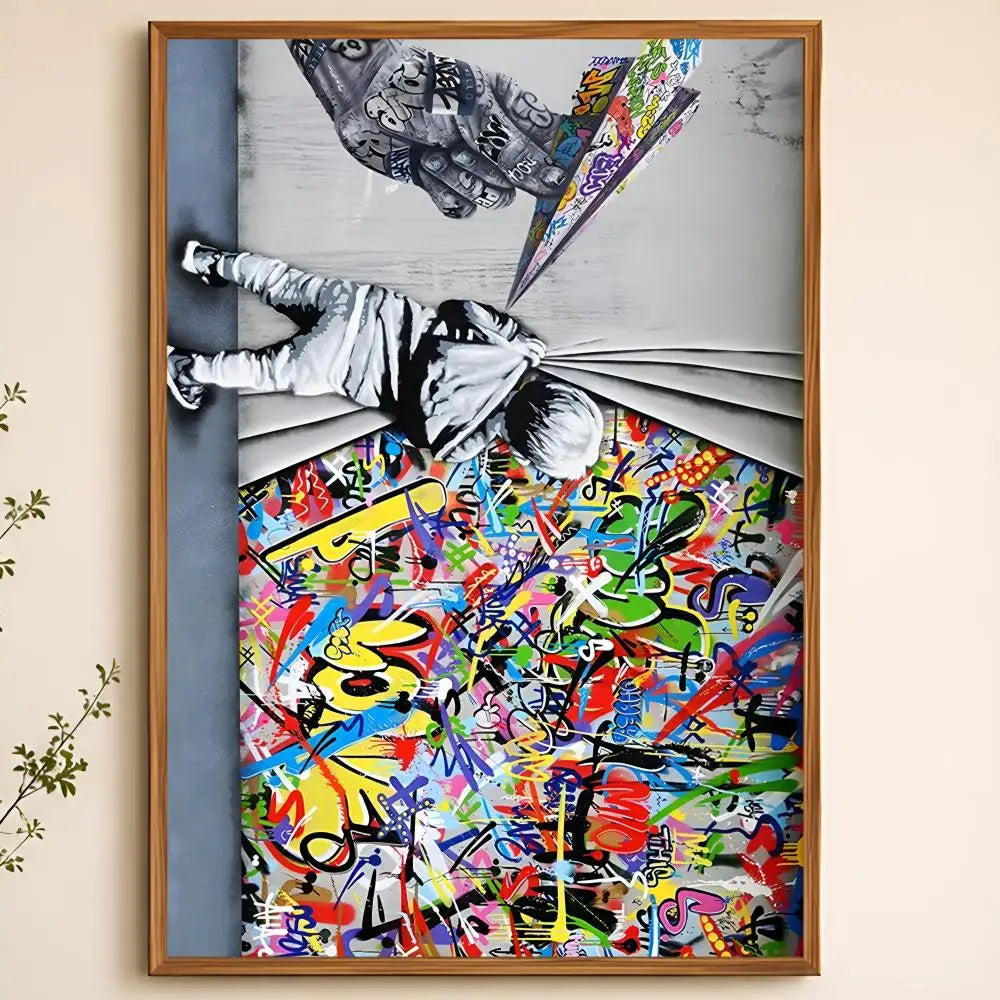 Banksy-Style Peel & Stick Wall Poster – Waterproof PVC HD Art Peel & Stick Poster Axl White01 15X20cmNoframe