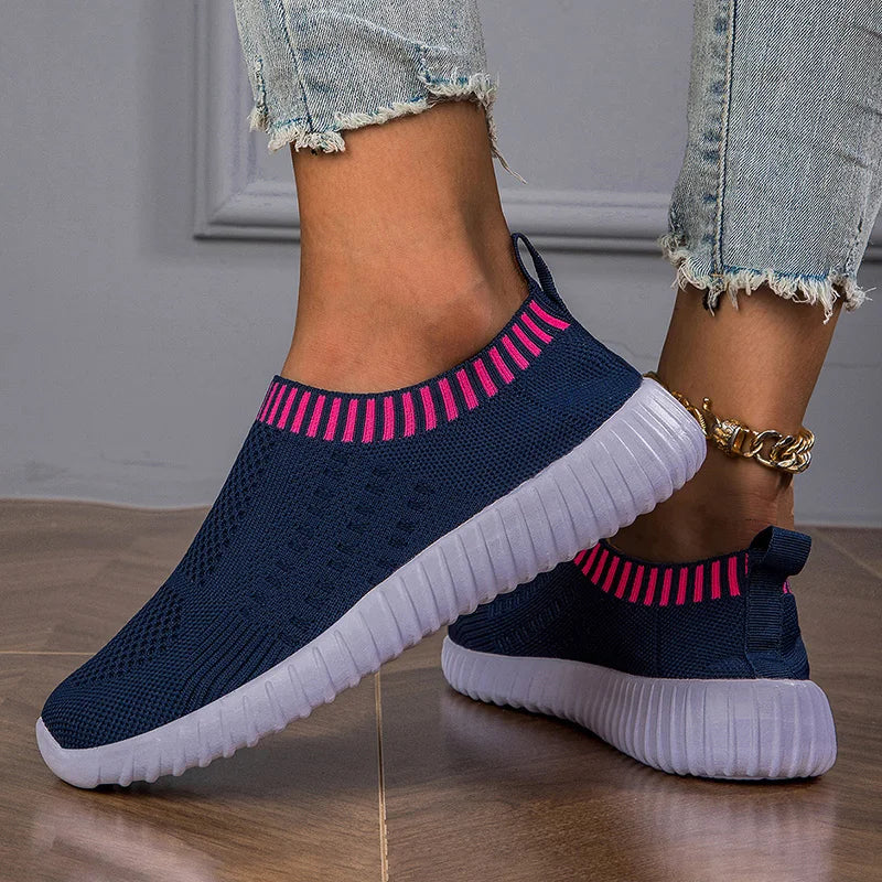 AZGB Women's Breathable Slip-On Sneakers | Soft Flat Walking Shoes Women's Sneakers Axl