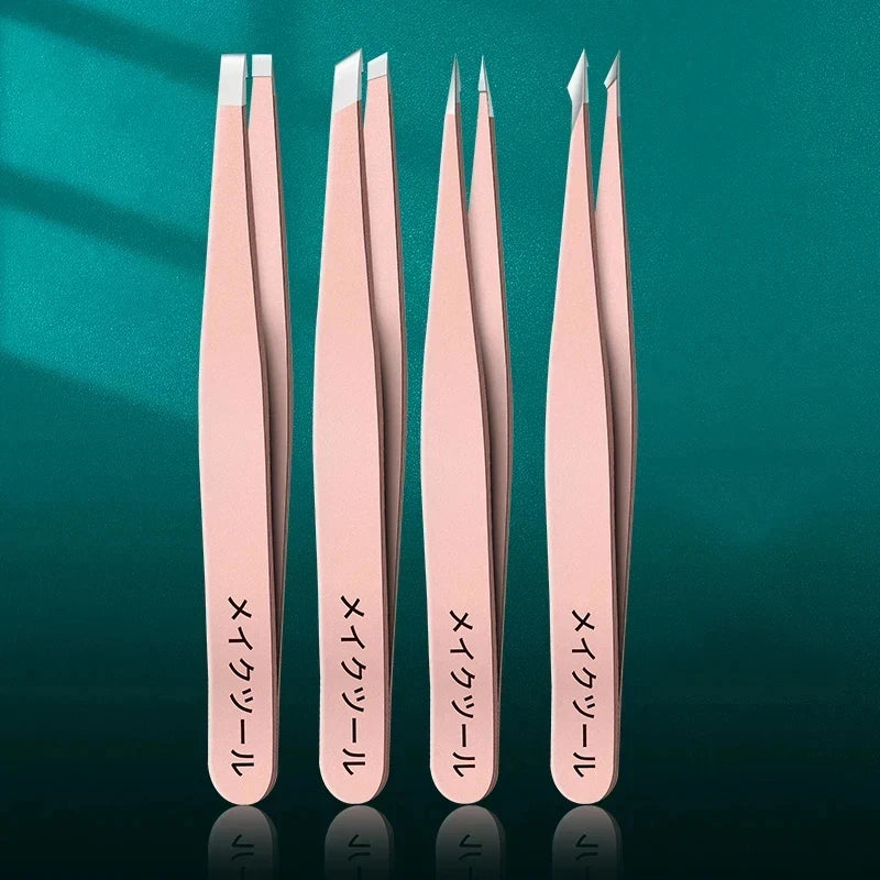 4-Set Pink Slant Tip Stainless Steel Precision Tweezers Precision Tweezers Set Axl