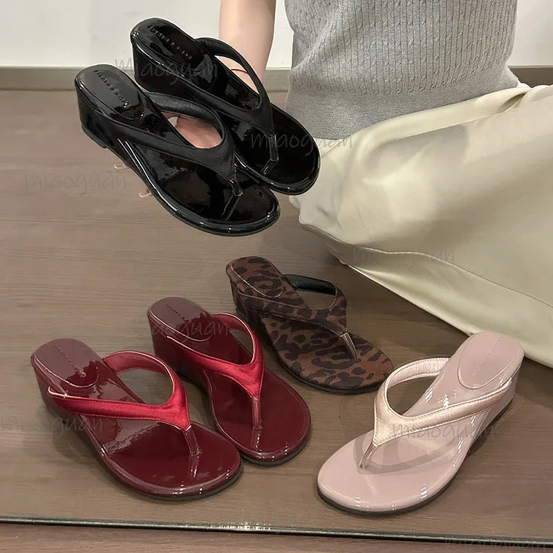 Women's Platform Wedge Flip Flops – Clip Toe Summer Slippers Platform Wedge Slippers Axl