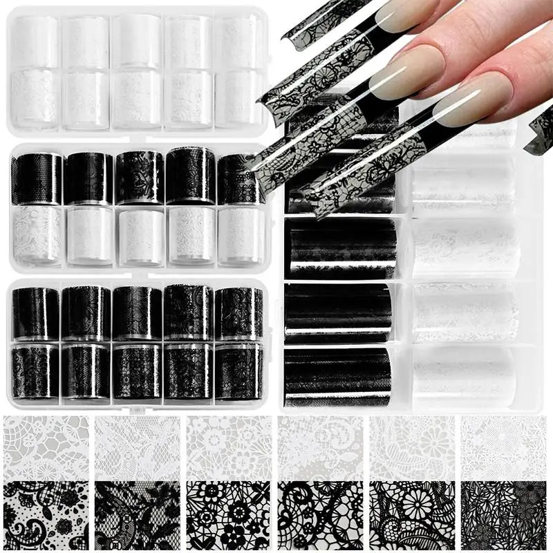 Lace Flower Nail Transfer Foils & Stickers – DIY Nail Art Nail Art Stickers Axl