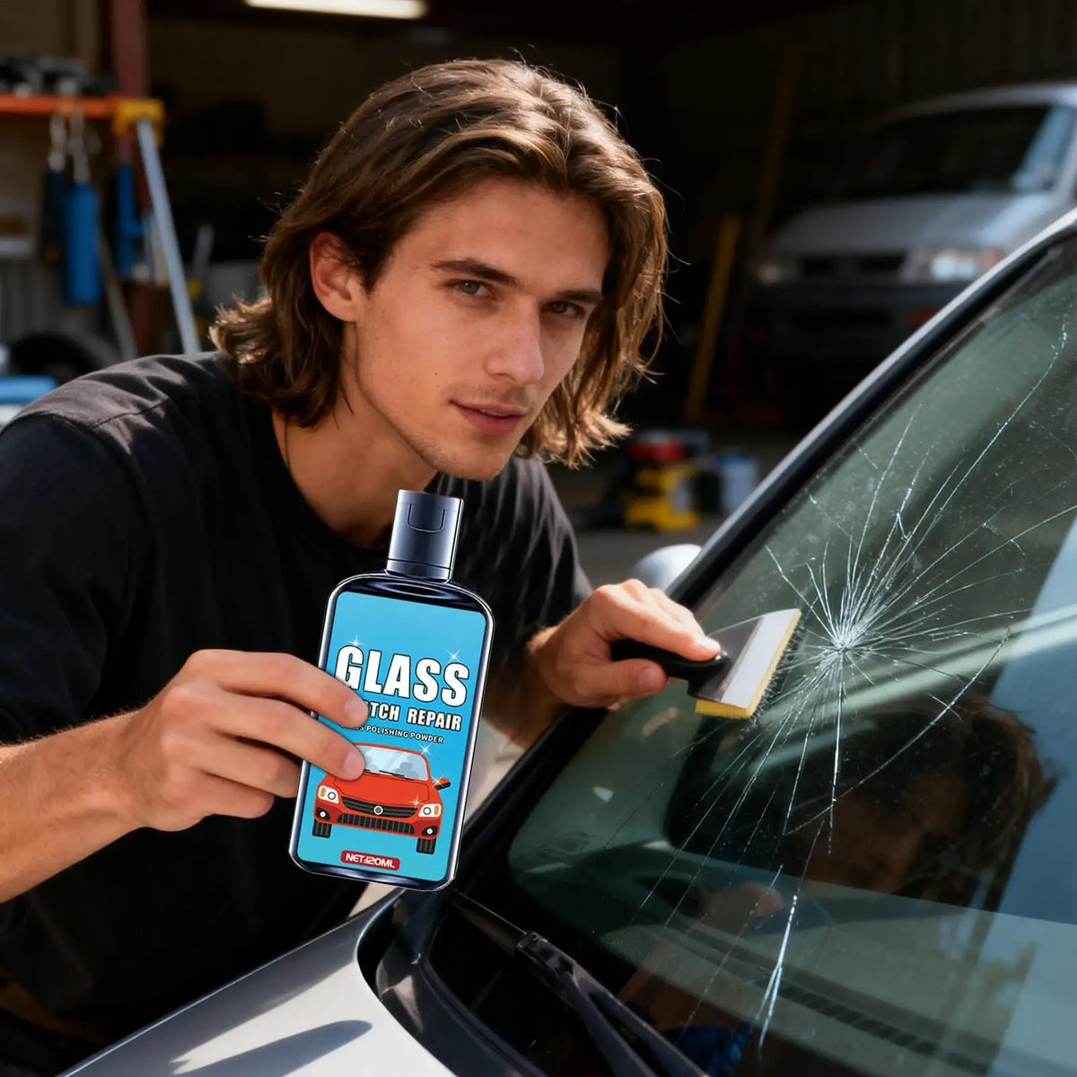 Car Glass Scratch Remover Polishing Wax 120ml + Sponge Car Glass Polish Axl