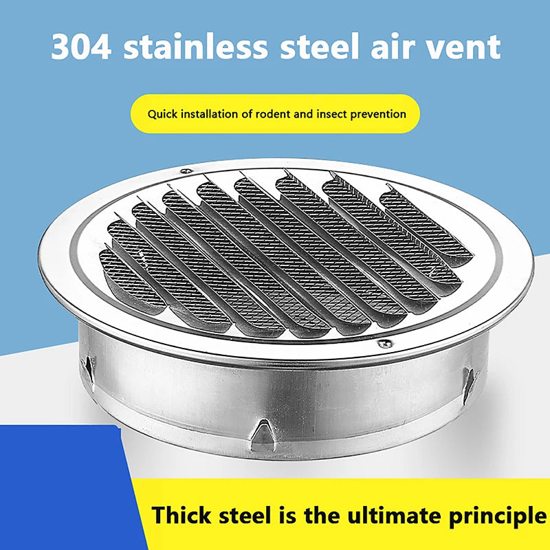 Round Stainless Steel Air Vent Grille | 70–150MM Wall Duct Cover Vent Grille Cover Axl