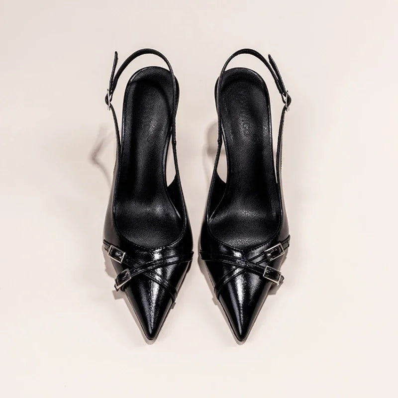 Women's Stiletto Sandals – Crystal Buckle Pointed Toe Pumps Stiletto Heeled Sandals Axl