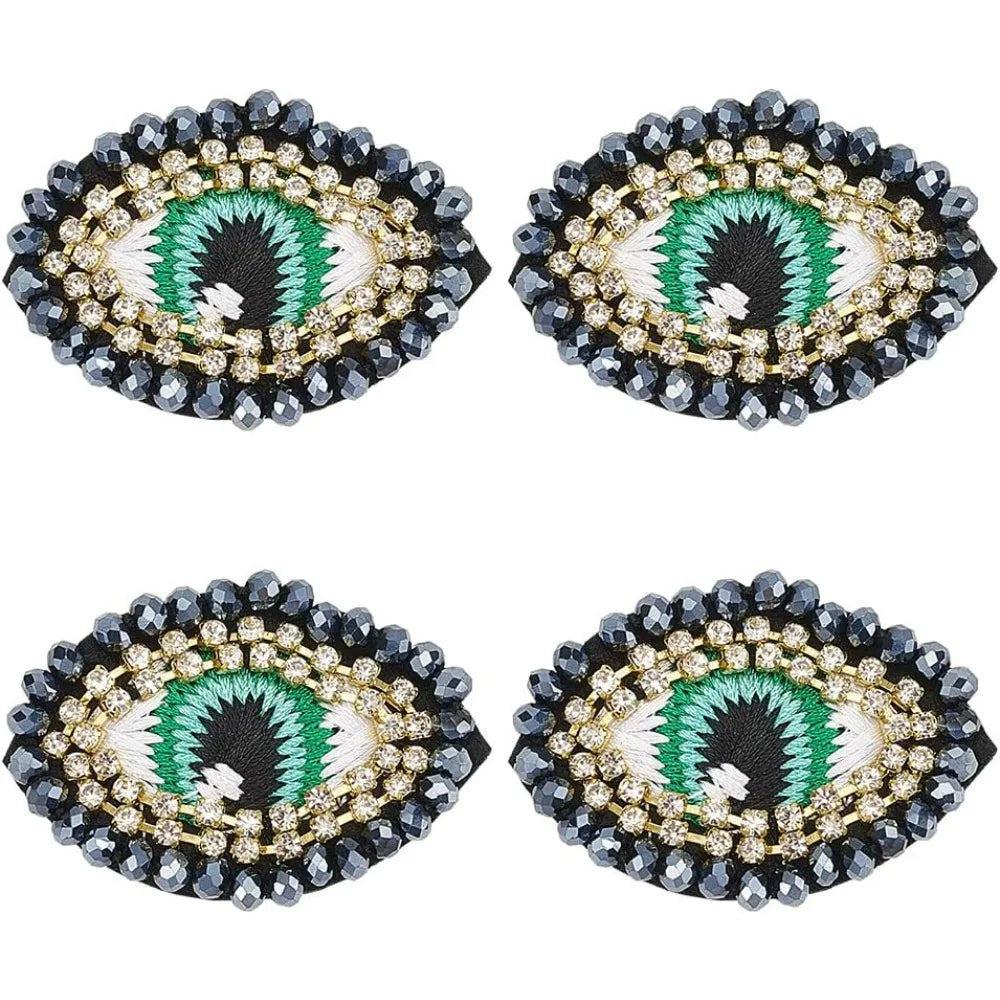 4 PCS Evil Eye Sew-On Patches – Rhinestone Egypt Applique Sew-On Applique Patches Axl