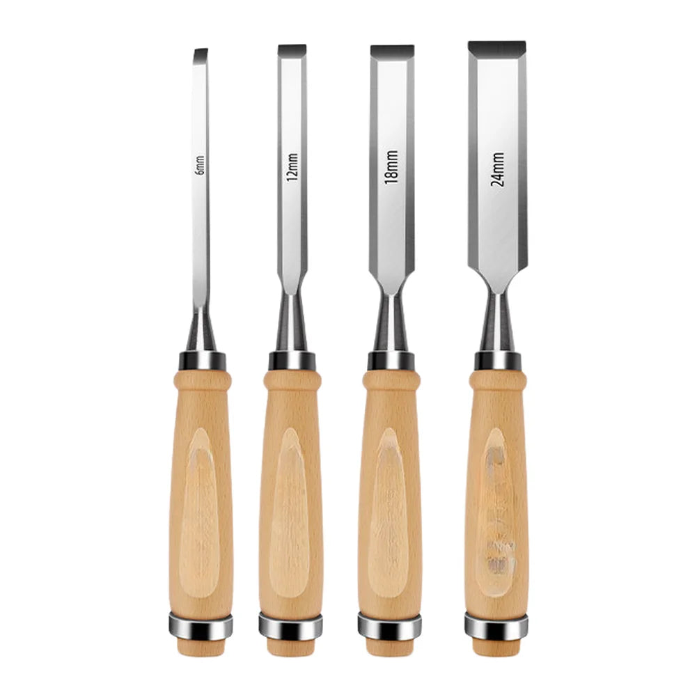4-Piece Wood Chisel Set – 6/12/18/24mm Carving Kit Wood Chisel Set Axl