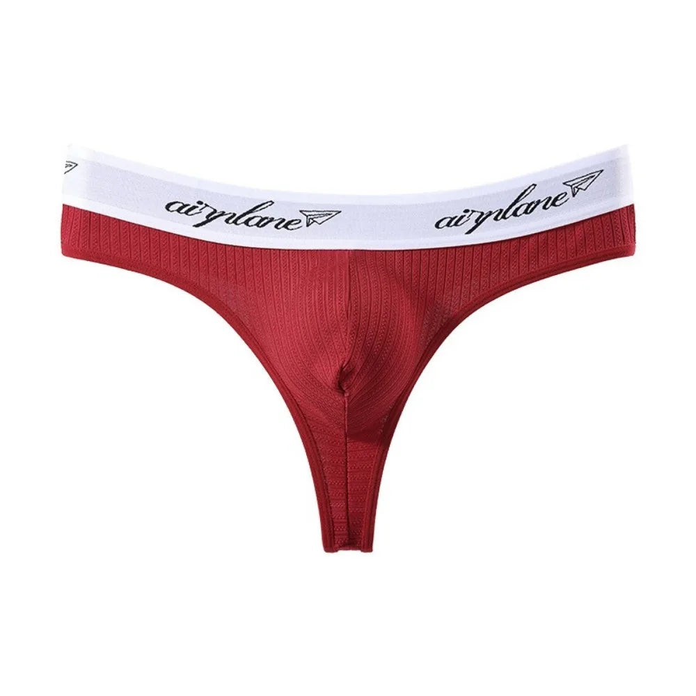 Men's Low Waist T-Back Thong Briefs – Breathable Polyester Men's Thong Briefs Axl Red M