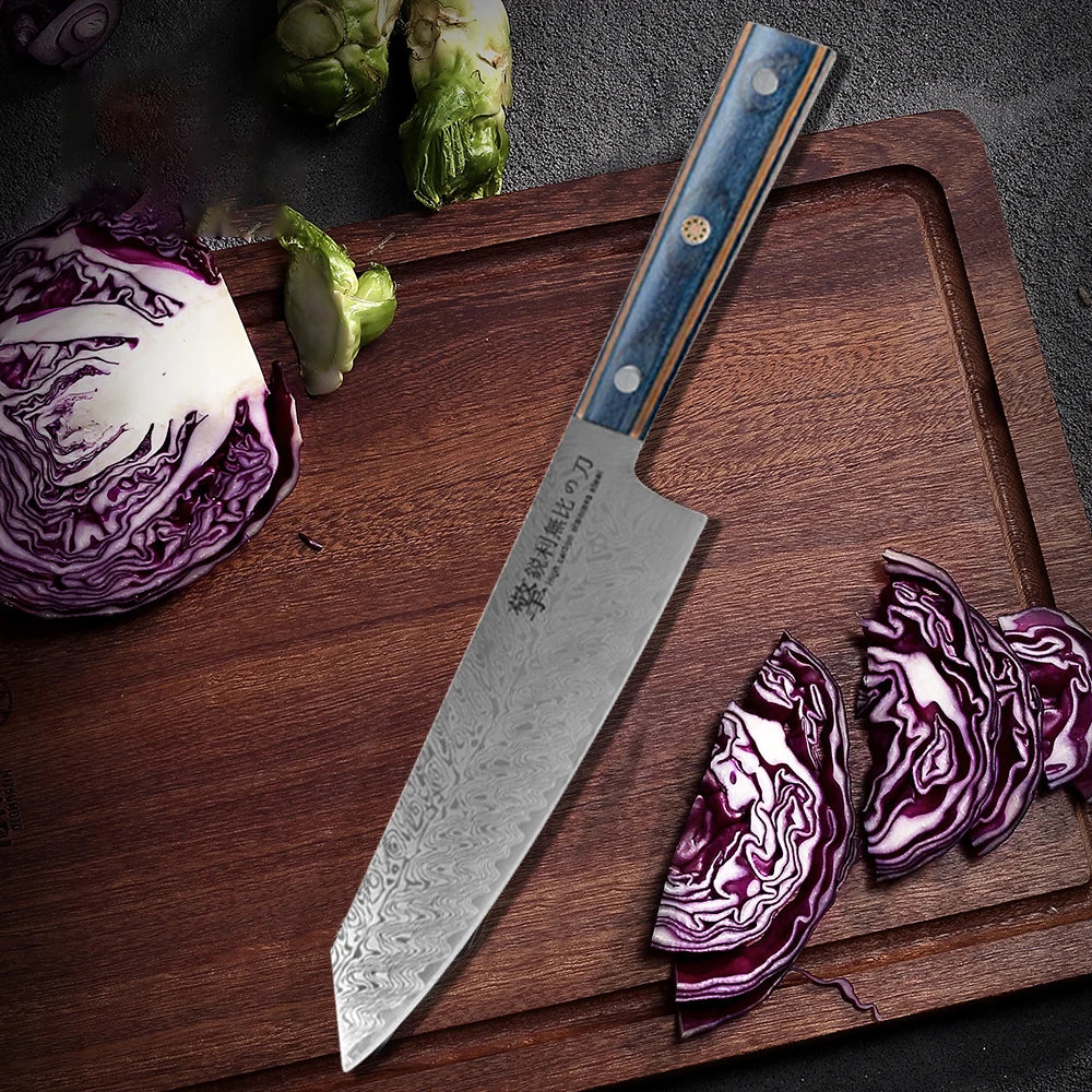 Damascus Steel Chef's Knife – Japanese-Style Wooden Handle 20cm Damascus Chef's Knife Axl