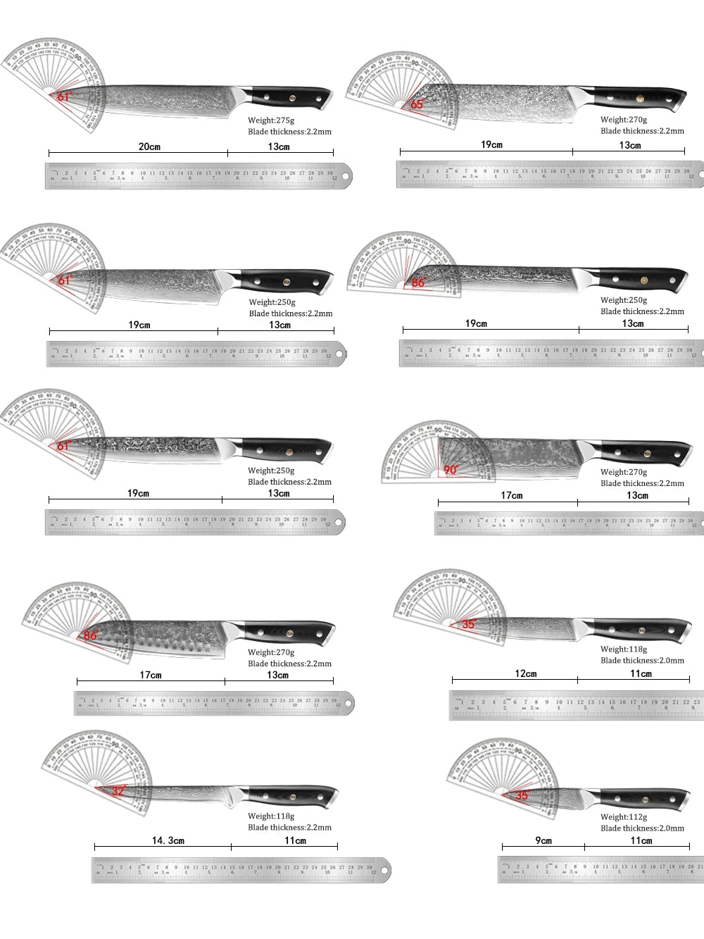 Damascus Steel Chef Knife Set 1–9 PCS | G10 Handle Kitchen Knife Set Axl