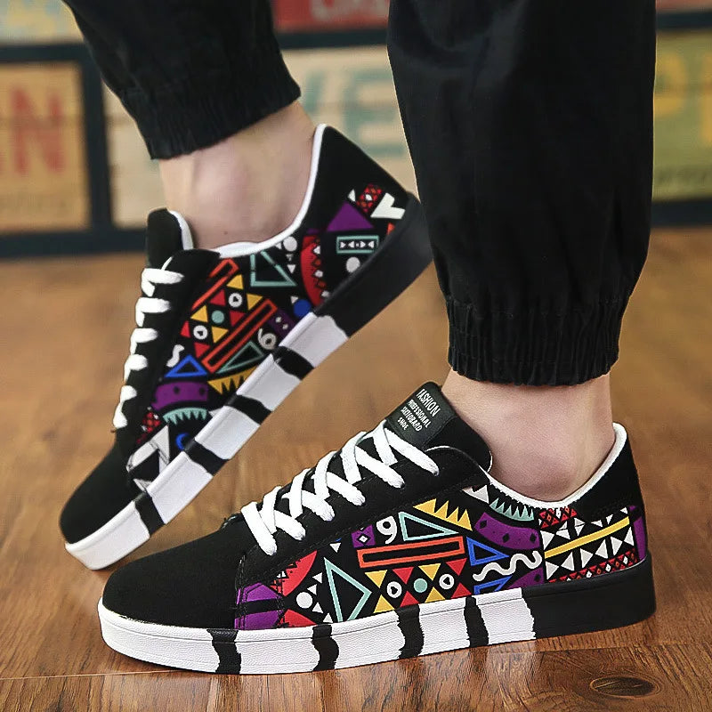 Men's Casual Sneakers – Non-Slip Breathable Lace-Up Canvas Shoes Casual Sneakers Axl black 40