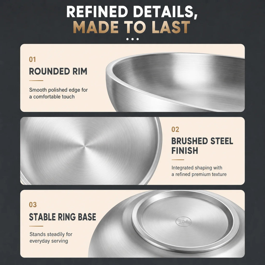 Double Wall Insulated Stainless Steel Dinner Plates | 3 Sizes Insulated Dinner Plate Axl