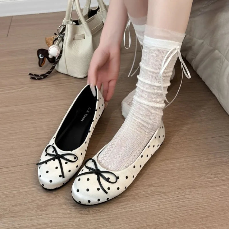 Women's Polka Dot Slip-On Flats – French Round Toe Style Women's Slip-On Flats Axl