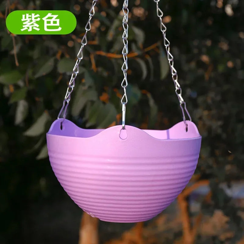 Hanging Flower Pot with Chain Basket – Plastic Planter Holder Hanging Planter Pot Axl Purple