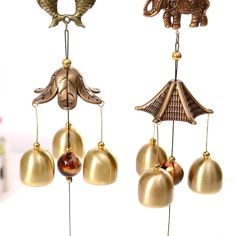 Antique Copper Elephant Wind Chime – Oriental Lucky Garden Decor Decorative Wind Chime Axl