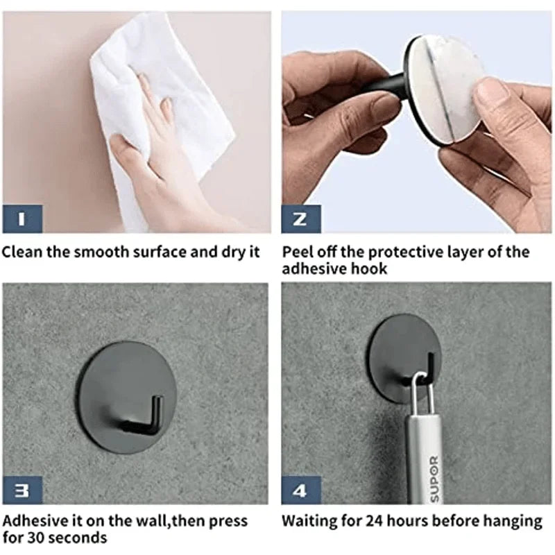 Wall-Mounted Shower Hook – Adhesive Bathroom Hanger Organizer Bathroom Hook Hanger Axl