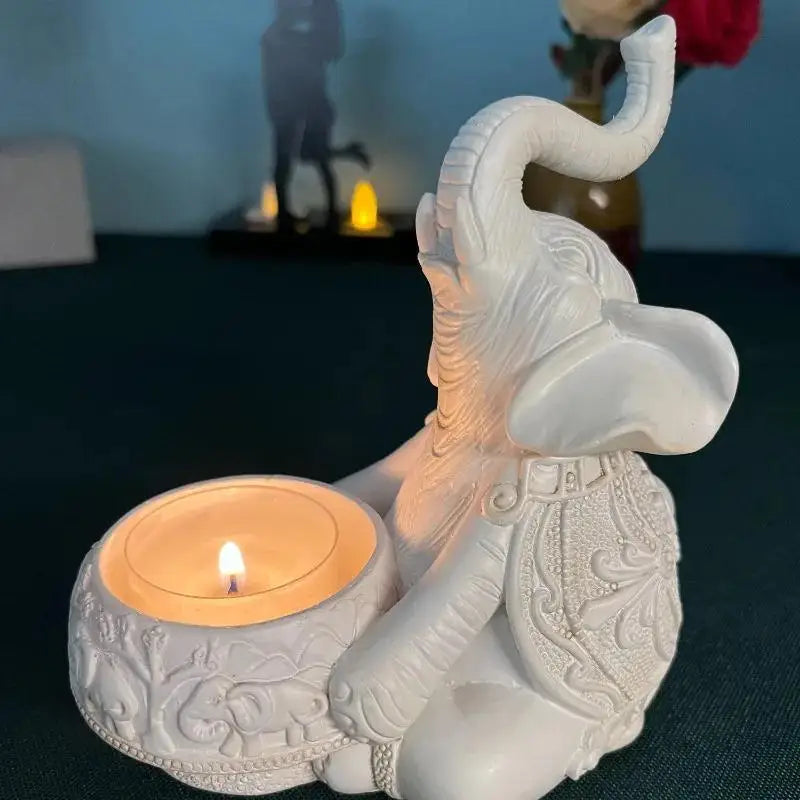 Elephant Trunks Up Tealight Candle Holder – Resin Home Decor Tealight Candle Holder Axl