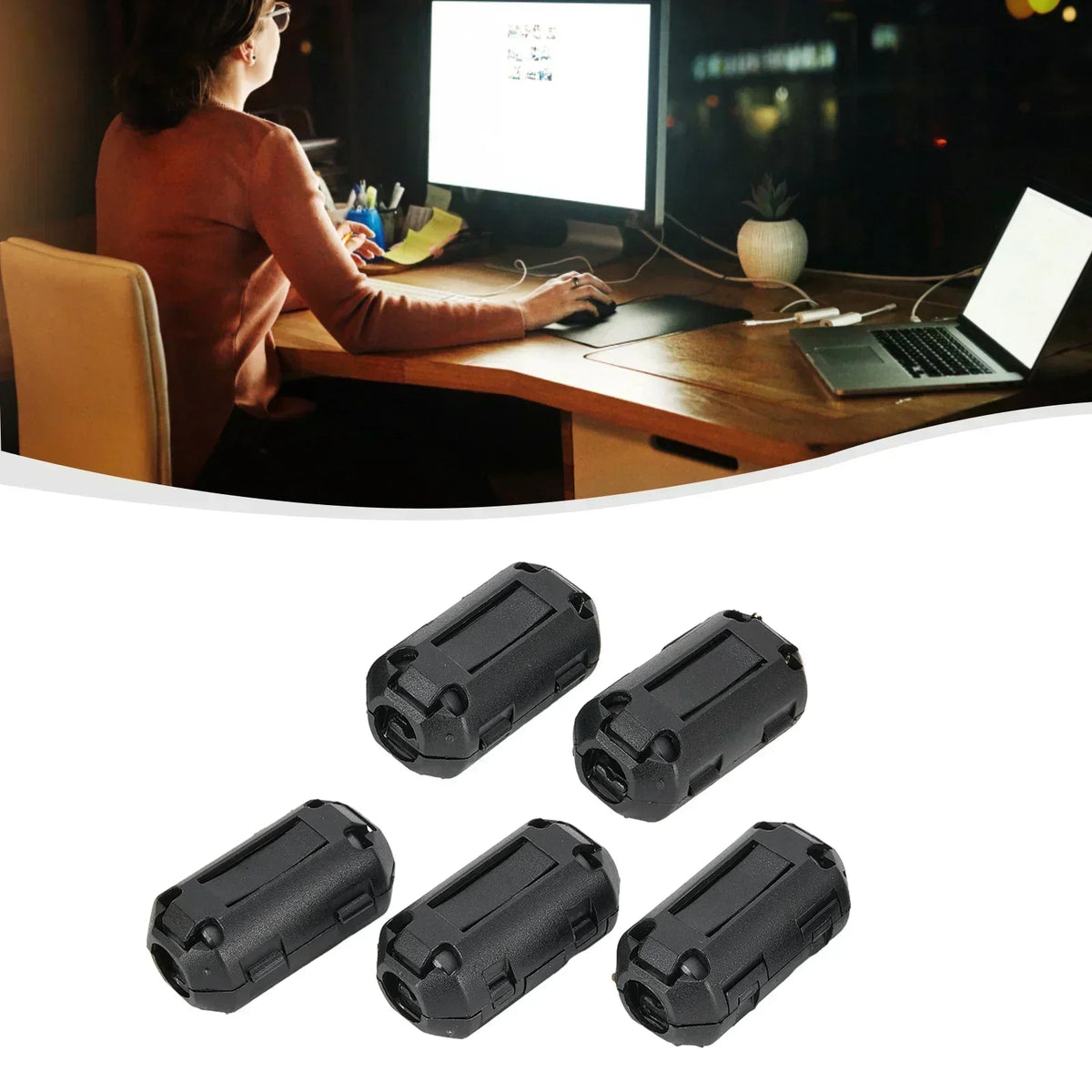 5-Pack Clip-On Ferrite Bead RFI Noise Filter – USB & Cable Clamp Ferrite Noise Filter Axl