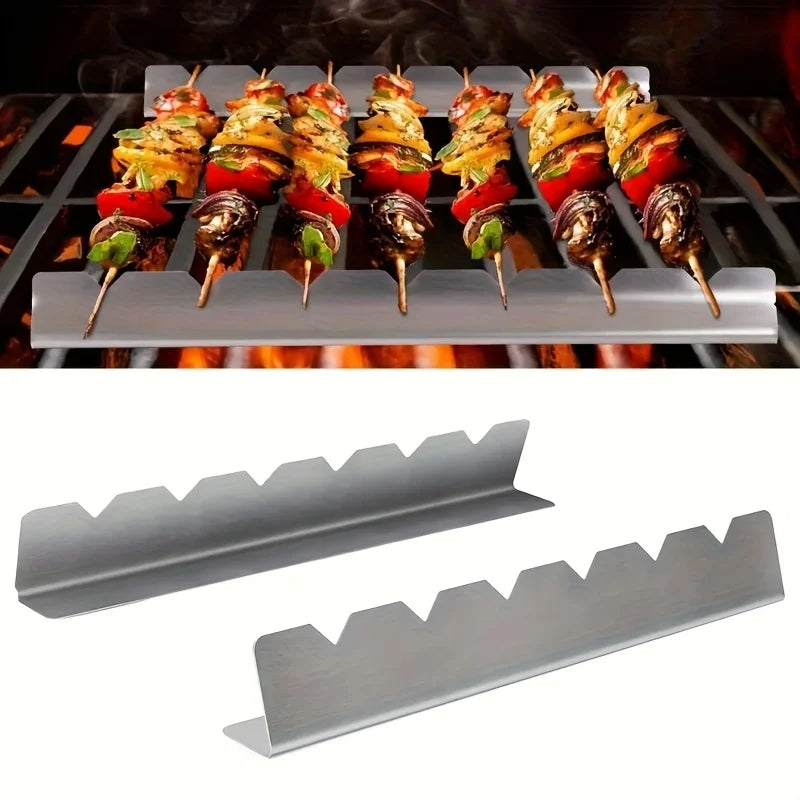 2-Pack Stainless Steel Kebab Rack & Skewer Holder for BBQ BBQ Skewer Rack Axl