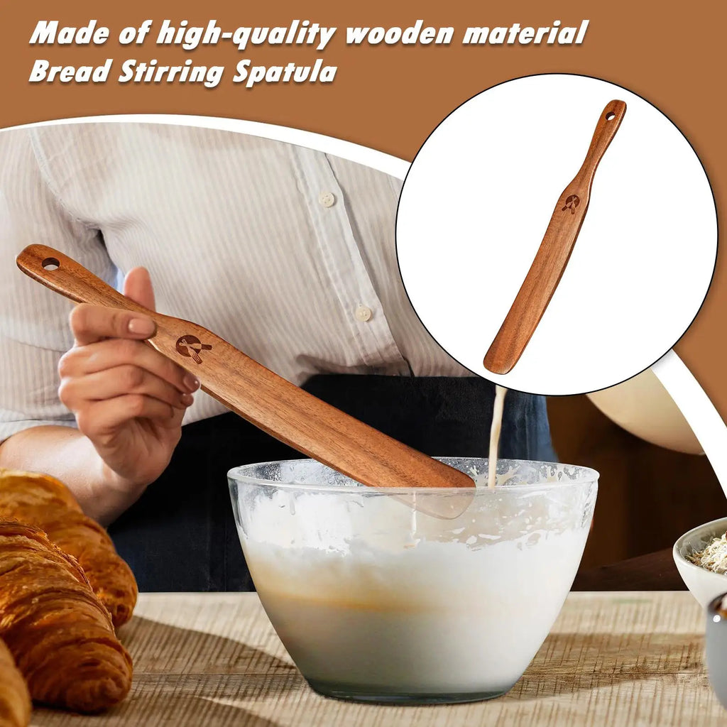 Wooden Sourdough Spatula Scraper & Bread Whisk Baking Tool Wooden Baking Tool Axl
