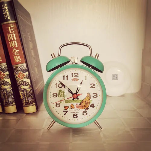 Vintage Mechanical Alarm Clock – Animated Chicken Metal Desk Clock Mechanical Alarm Clock Axl Green