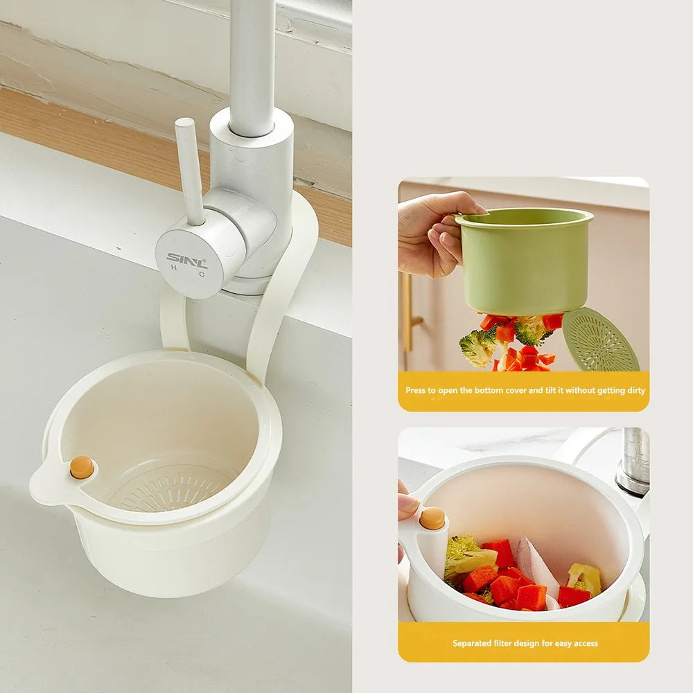 Push-Type Kitchen Sink Filter Basket – Anti-Leak Drain Strainer Sink Filter Basket Axl White