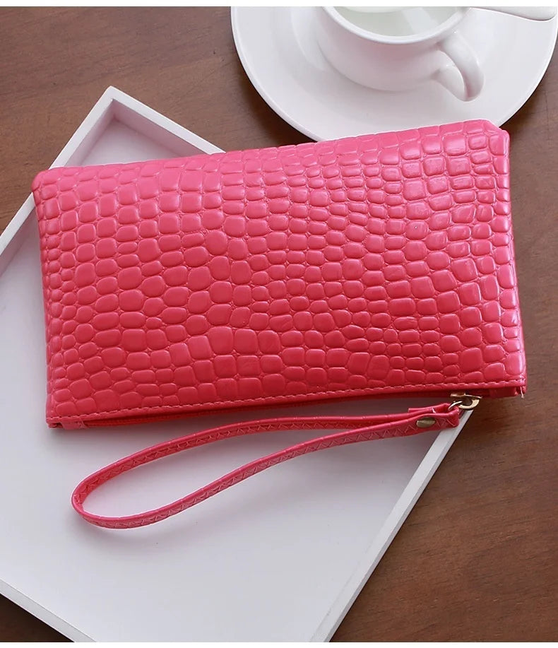 Women's Crocodile Grain PU Zip Coin Purse – Korean Style Zip Coin Purse Axl