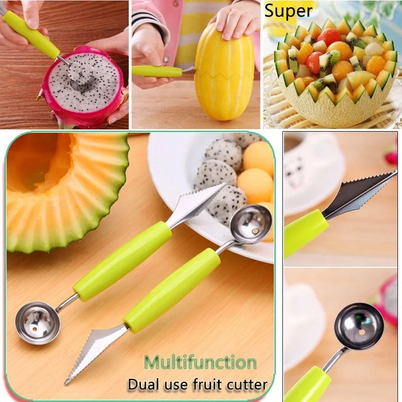Dual Head Melon Baller & Fruit Carving Scoop Kitchen Tool Melon Baller Scoop Axl