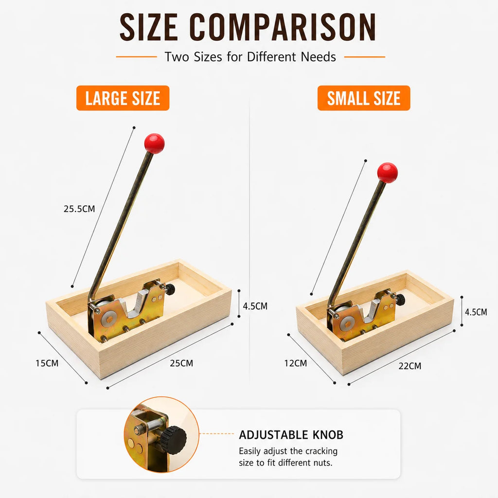 Heavy Duty Adjustable Nut Cracker with Wooden Base | Manual Tool Manual Nut Cracker Axl