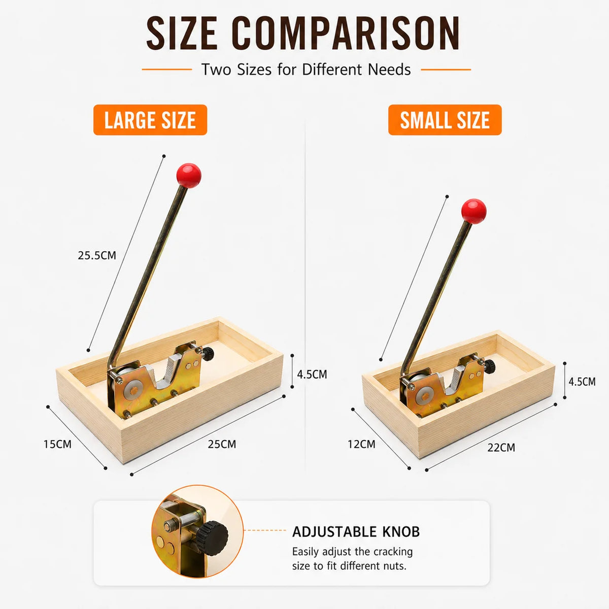 Heavy Duty Adjustable Nut Cracker with Wooden Base | Manual Tool Manual Nut Cracker Axl