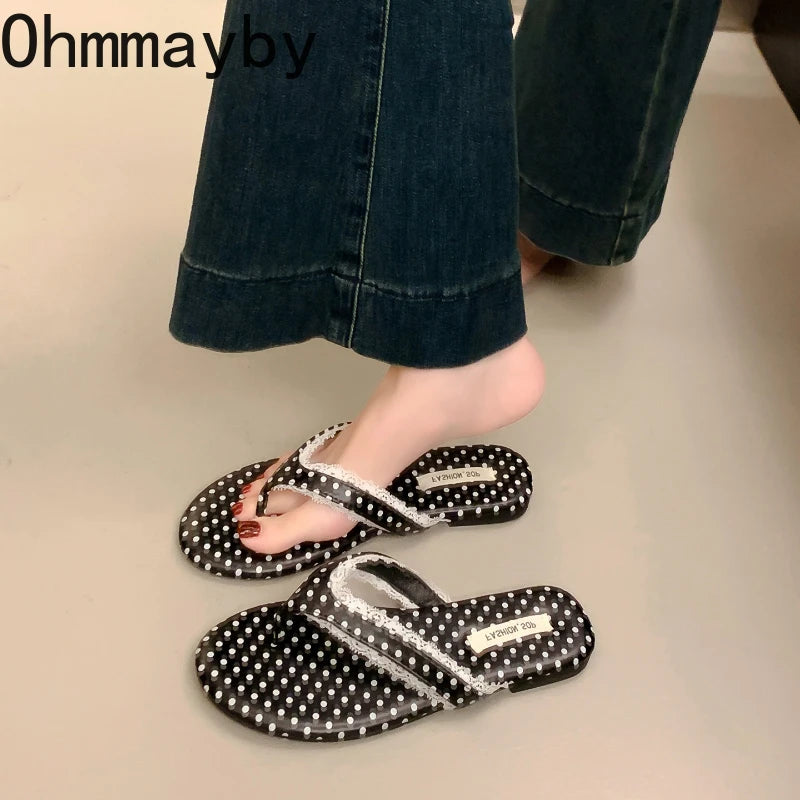 Women's Polka Dot Flip Flop Slides – Summer Beach Sandals Flip Flop Slides Axl