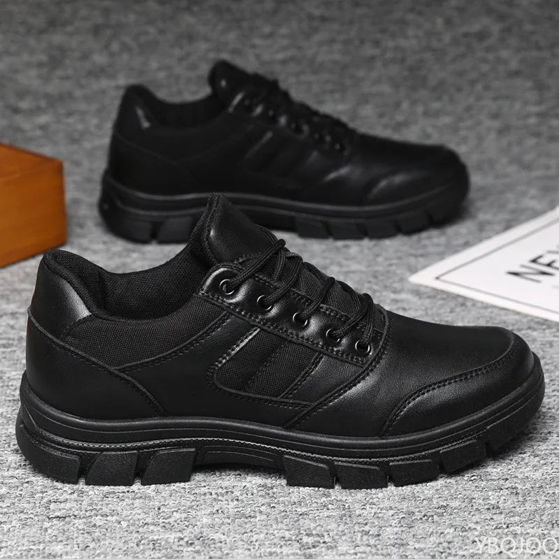 YBQJOO Men's Casual Lace-Up Work Shoes – Anti-Slip Rubber Sole Men's Casual Shoes Axl