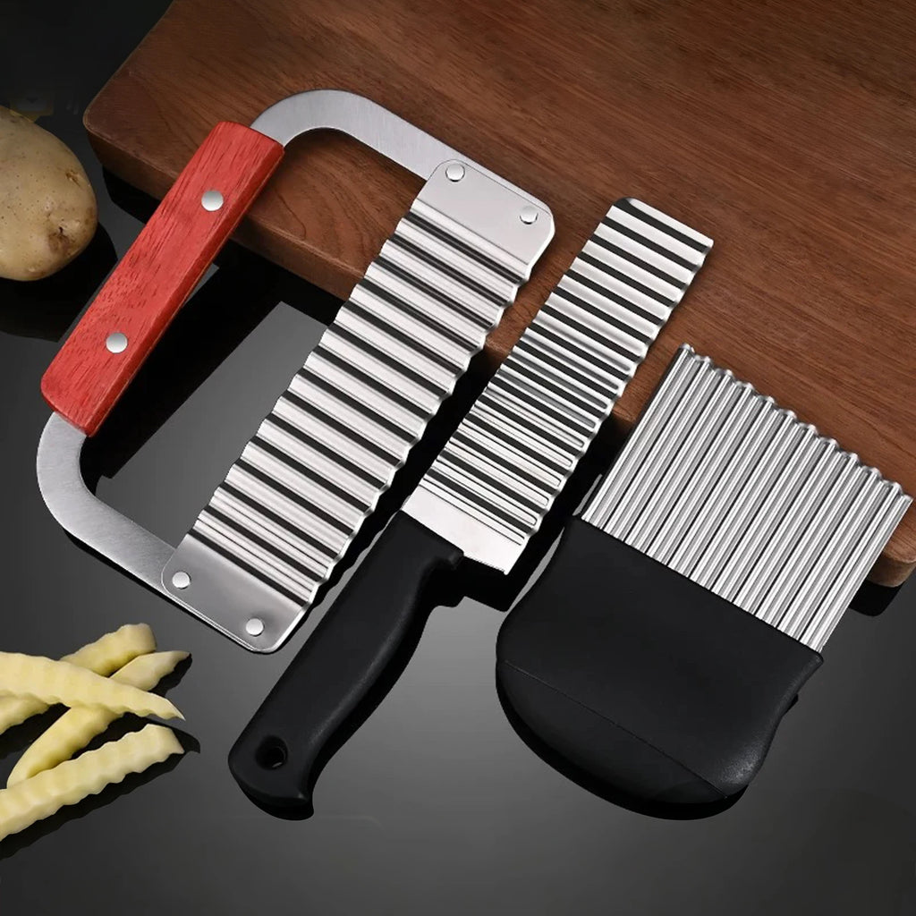 Stainless Steel Crinkle Cutter – Wavy Potato & Veggie Slicer Vegetable Crinkle Cutter Axl