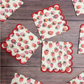 Strawberry Red Paper Napkins – Scalloped Edge 25x25cm Party Decorative Paper Napkins Axl 20pcs-1pack