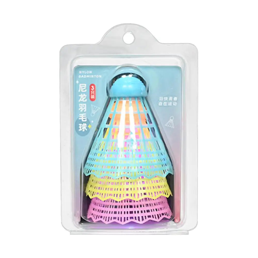 3-Pack Glow in the Dark LED Badminton Shuttlecocks | Nylon Set LED Shuttlecock Set Axl 3Pcs
